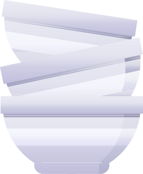 Bir insan tarafından çizilmiş bir yığın kasenin düz renkli çizimi