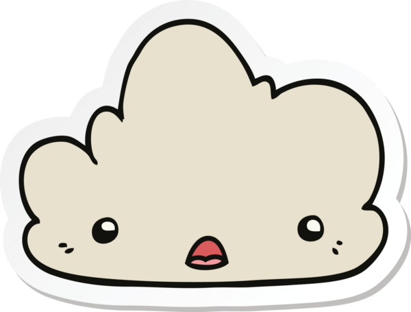 Bir insan tarafından çizilmiş şirin bir karikatür bulutunun çıkartması.