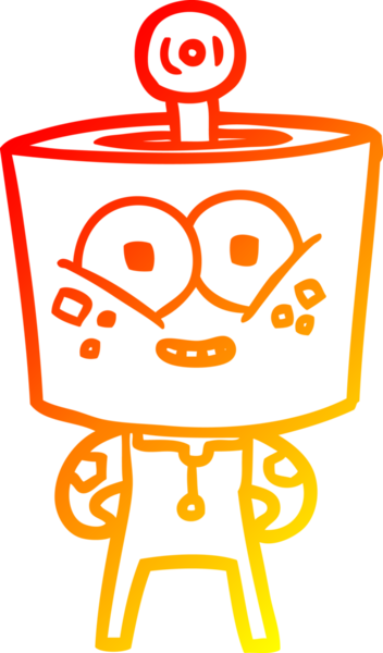 Bir insan tarafından çizilmiş mutlu bir çizgi robot çizimi