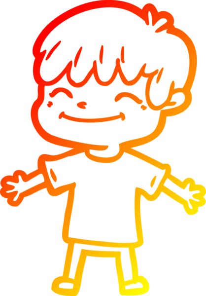 Bir insan tarafından çizilen mutlu bir çocuğun sıcak çizgi çizimi.