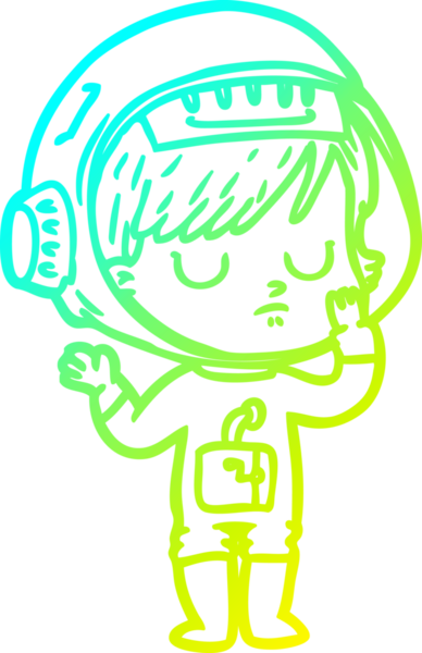 Bir insan tarafından çizilmiş soğuk gradyan çizgili astronot kadın çizimi.