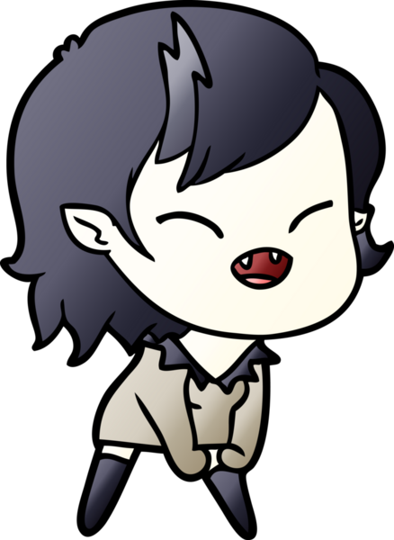 Bir insan tarafından çizilmiş gülen vampir kız çizgi filmi.