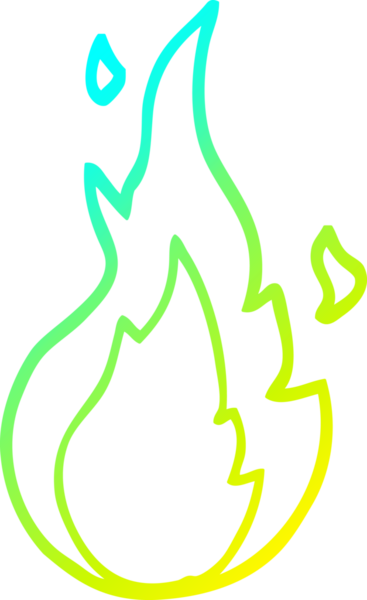 Bir insanın çizdiği çizgi film alevi sembolünün soğuk gradyan çizgisi.