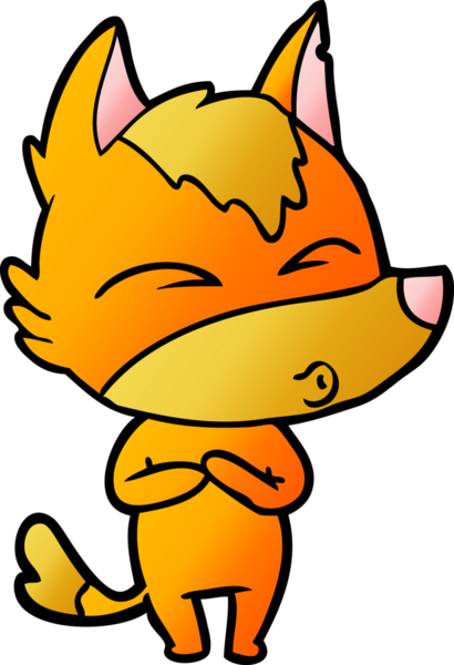 Bir insan tarafından çizilmiş tilki çizgi film karakteri