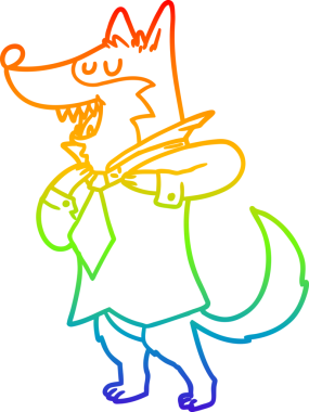 Gökkuşağı gradyan çizgi çizimi bir insan tarafından çizilen bir ofis kurdu.