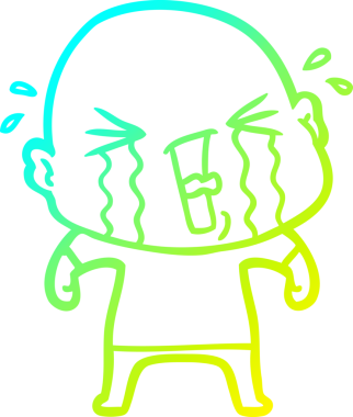 Bir insan tarafından çizilmiş, ağlayan kel bir adamın çizdiği soğuk çizgi.