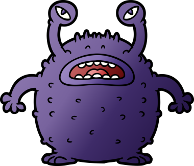 Bir insan tarafından çizilmiş huysuz çizgi film uzaylısı.