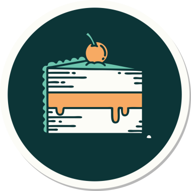 Bir insan tarafından çizilmiş geleneksel bir pasta dilimi şeklinde dövme çıkartması.