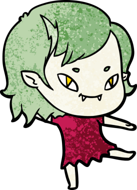 Bir insan tarafından çizilmiş çizgi film dostu vampir kız.