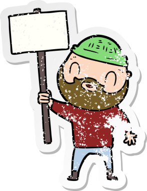 Bir insan tarafından çizilmiş sakallı bir adamın sıkıntılı çıkartması.