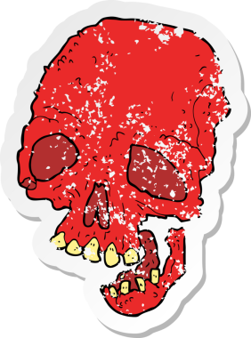 Bir insan tarafından çizilmiş ürkütücü bir karikatürün gerilimli yapıştırması.