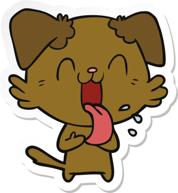 Bir insan tarafından çizilmiş nefes nefese kalmış bir köpeğin çıkartması.