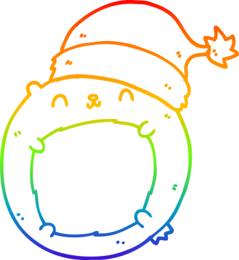 Gökkuşağı gradyan çizgisi bir insan tarafından çizilmiş şirin bir Noel ayısının çizimi