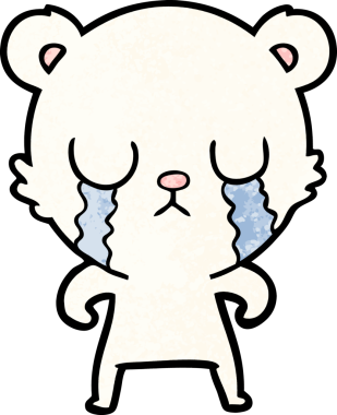 Bir insan tarafından çizilmiş üzgün küçük kutup ayısı çizgi filmi.