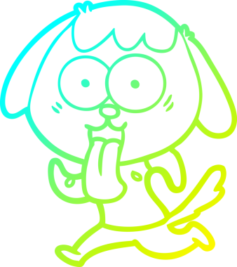 Bir insan tarafından çizilmiş şirin bir çizgi köpeğin soğuk gradyan çizgisi.