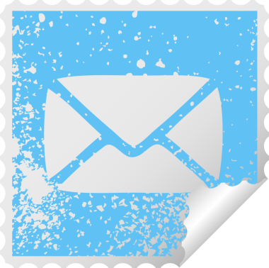 Bir insan tarafından çizilmiş kağıt bir zarfın kare soyma etiketi.