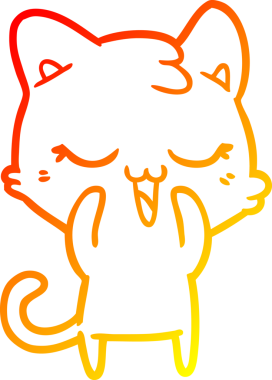 Bir insan tarafından çizilmiş mutlu çizgi film kedisinin sıcak çizgi çizgisi.