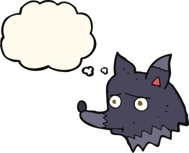 Bir insan tarafından çizilmiş düşünce balonlu mutsuz bir köpek.