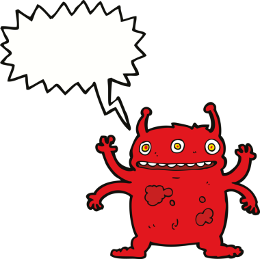 Bir insan tarafından çizilmiş konuşma balonu olan uzaylı yaratık çizgi filmi.