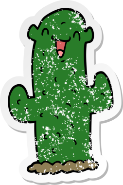 Bir insan tarafından çizilmiş bir kaktüsün sıkıntılı çıkartması.