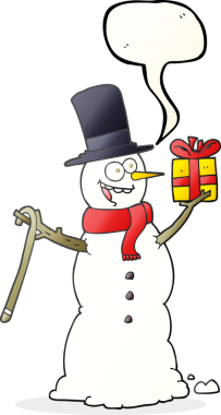 Bir insan tarafından çizilmiş serbest konuşma balonu kardan adam resmi.