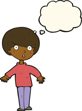 Bir insan tarafından çizilen düşünce baloncuğuyla adamı şaşırtan çizgi film.