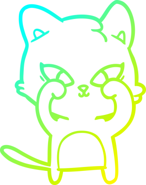 Bir insan tarafından çizilmiş bir çizgi film kedisinin soğuk gradyan çizgisi.