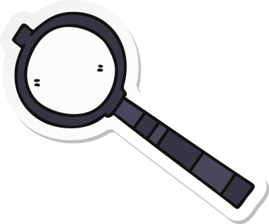 Bir insan tarafından çizilmiş garip bir el çıkartması çizgi film büyüteci.