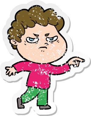 Bir insan tarafından çizilmiş kızgın bir adamın sıkıntılı çıkartması.