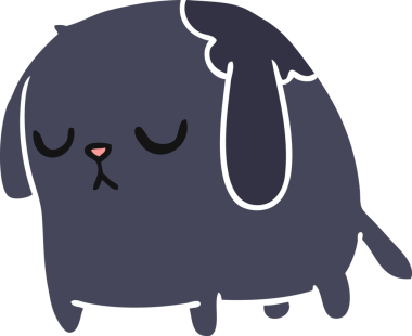 Bir insan tarafından çizilmiş sevimli üzgün kawaii köpeği karikatürü.