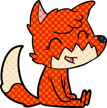 Bir insan tarafından çizilmiş mutlu çizgi film tilkisi.