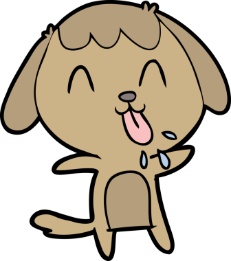 Bir insan tarafından çizilmiş şirin bir çizgi film köpeği.