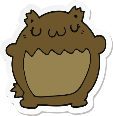 Bir insan tarafından çizilmiş çizgi film ayısının çıkartması.