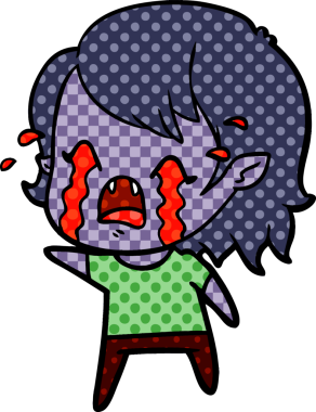 Bir insan tarafından çizilmiş ağlayan vampir kız çizgi filmi.