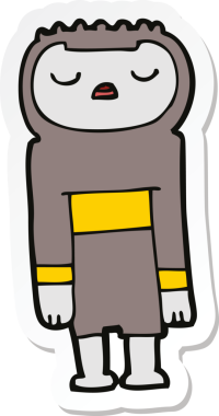 Bir insan tarafından çizilmiş robot karikatür çıkartması.