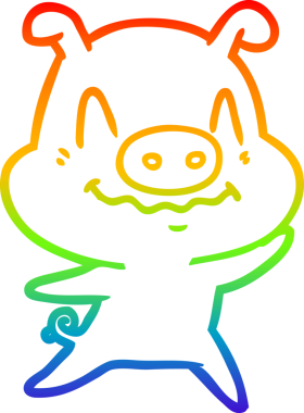 gökkuşağı gradyan çizimi bir insan tarafından çizilmiş sinir çizgi domuz