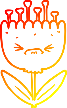 Bir insan tarafından çizilmiş kızgın bir çiçeğin sıcak çizgi çizimi