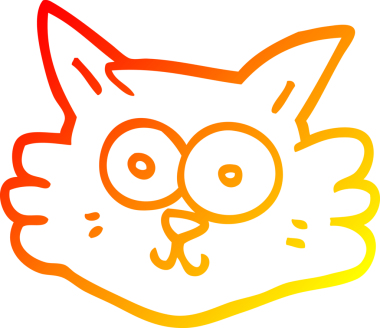 Bir insan tarafından çizilmiş çizgi film kedisinin sıcak çizgi çizimi