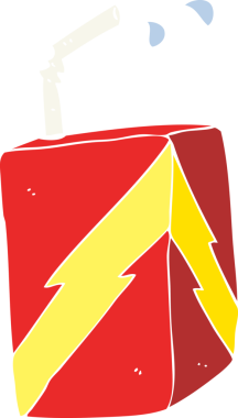 Bir insan tarafından çizilmiş meyve suyu kutusunun düz renk çizimi