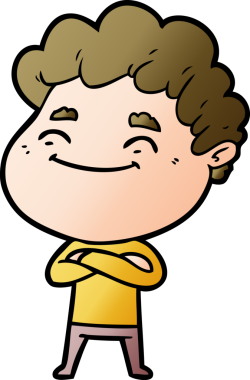 Bir insan tarafından çizilmiş çizgi film dostu bir adam.