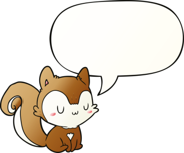 Bir insan tarafından çizilmiş, konuşma baloncuklu çizgi film sincabı.