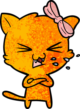 Bir insan tarafından çizilmiş çizgi film kedisi.