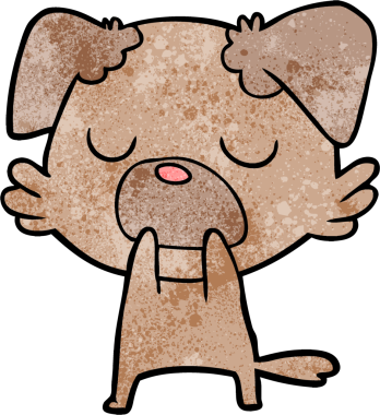 Bir insan tarafından çizilmiş çizgi film köpeği.