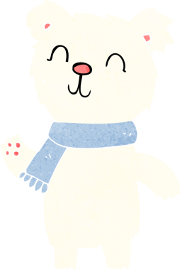 Bir insan tarafından çizilmiş şirin kutup ayısı yavrusu.