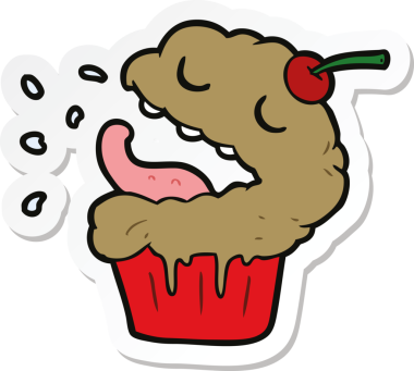 Bir insan tarafından çizilmiş bir kek etiketi.