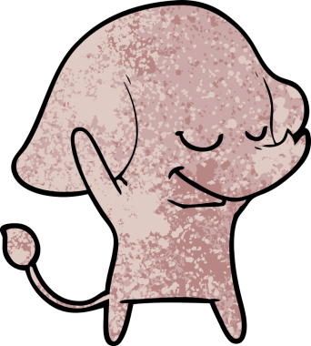 Bir insan tarafından çizilmiş gülümseyen bir fil.