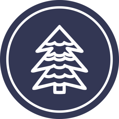 Bir insan tarafından çizilmiş karlı ağaç dairesel simgesi