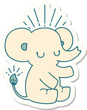 Bir insan tarafından çizilmiş dövme stili şirin bir fil.