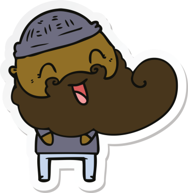 Bir insan tarafından çizilmiş mutlu sakallı bir adamın çıkartması.