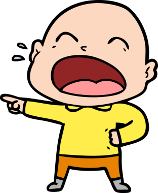 Bir insan tarafından çizilmiş kel adam diye bağıran çizgi film.